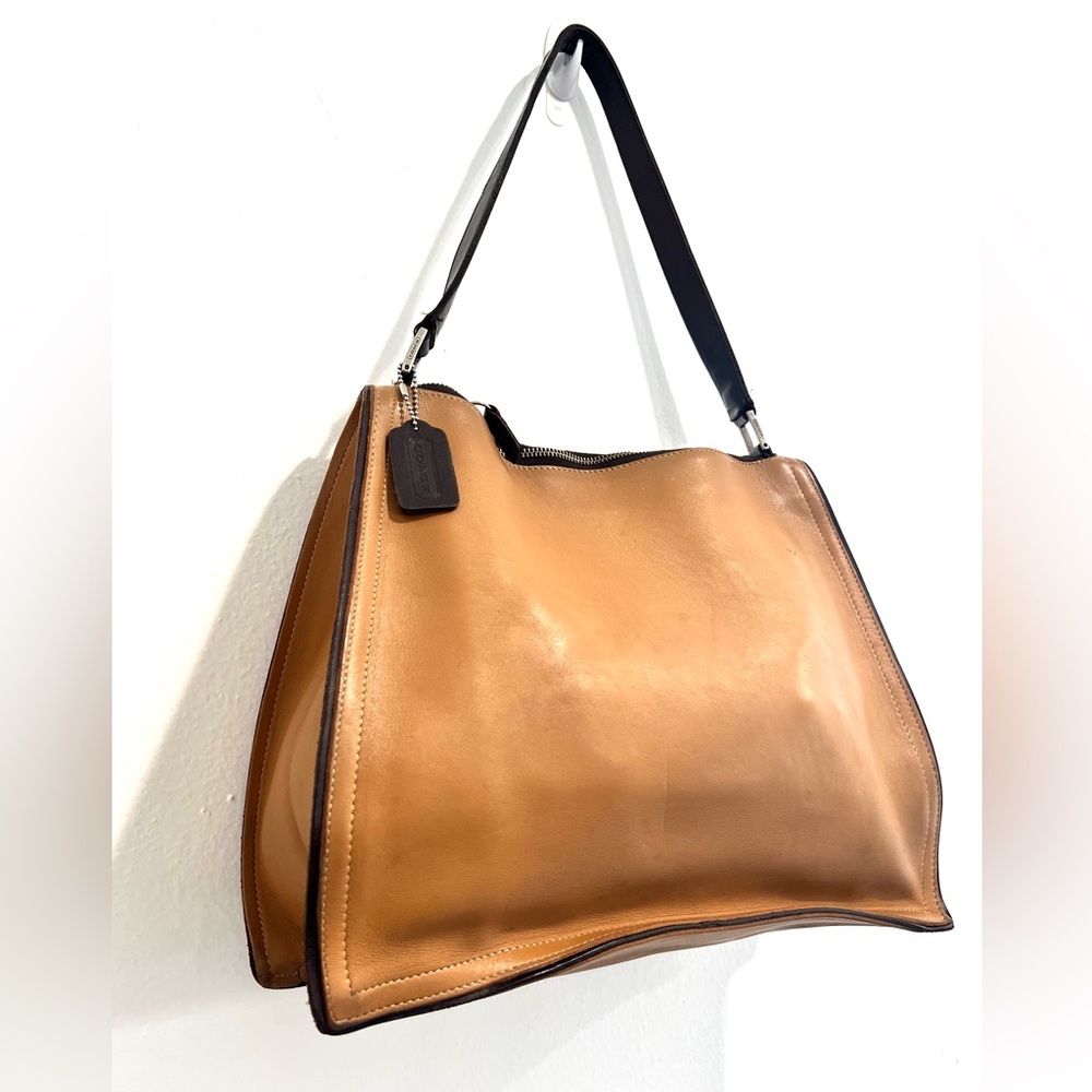 Coach Vintage Camel and Chocolate Brown Lined Shoulder Bag